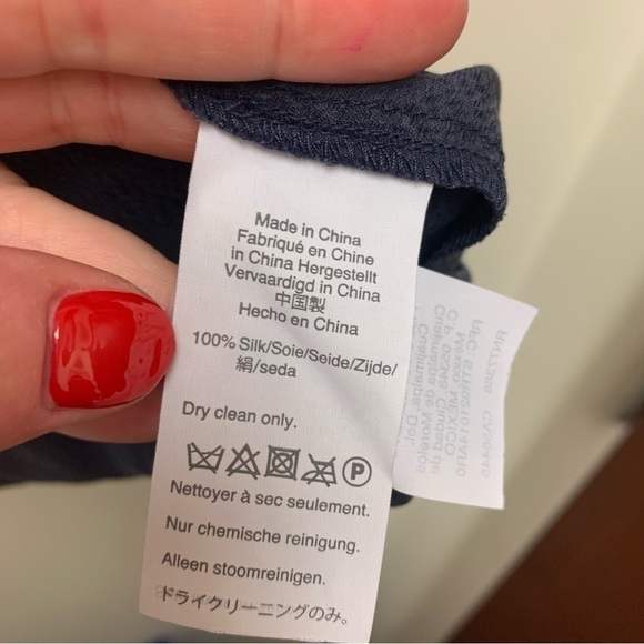 J.CREW 365 Navy Blue V-Neck Hammered Silk Blouse - Picture 7 of 9